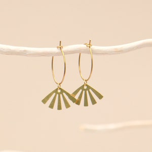 Brass Sunshine Rays Hoops image 1