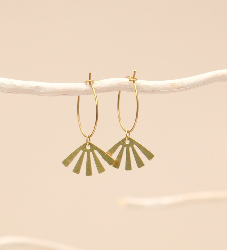 Brass Sunshine Rays Hoops image 1