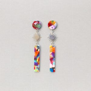 Long colorful sun earrings