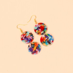 Colorful Double Disc Acetate Earrings