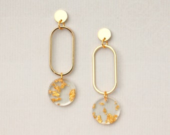 Gold Dangle Earrings Geometric Shapes