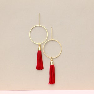 Long Modern Brass Tassel Earrings For Women image 2