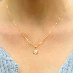 Dainty Star Necklace with Opal