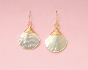 White Mother Of Pearl Shell Earrings