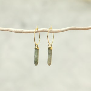 Labradorite Spike Earrings With Octagon Hoops image 6