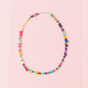 Colorful Beaded Gemstone Necklace For Women image 1