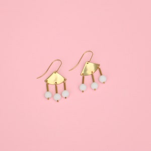 Triangle Dangle Brass Earrings With Beads image 4