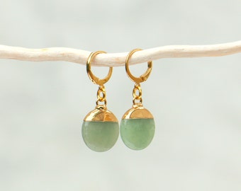 Aventurine Hoop Earrings