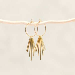 Sun Rays Hoop Earrings Gold image 1