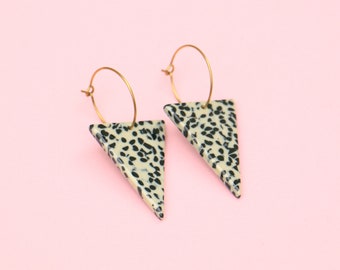 Triangle Earrings Dalmatian Pattern