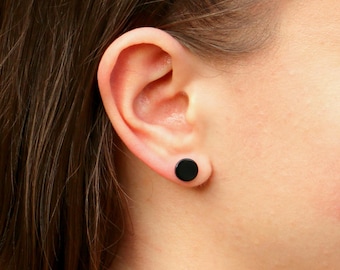 Small Simple Black Acrylic Stud Earrings