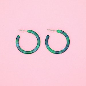 Green Acetate Hoop Earrings