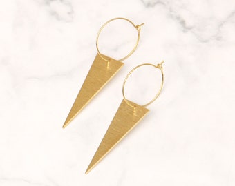 Brass Triangle Hoop Earrings