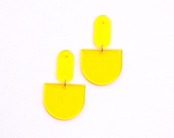 Yellow Acrylic Statement Earrings