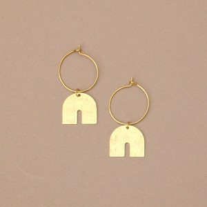 Brass Hoops With Arch Pendant