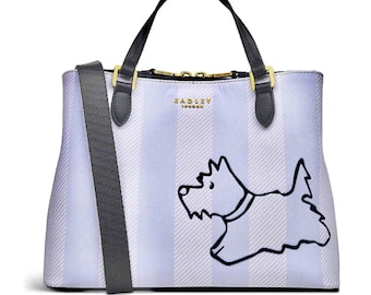 Radley Striped Canvas Bag: Leather Trim, Zip Closure (L28 x H21 cm)