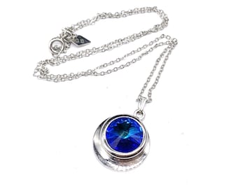 Sarah Coventry Blue Liquid Light Pendant Silver Necklace