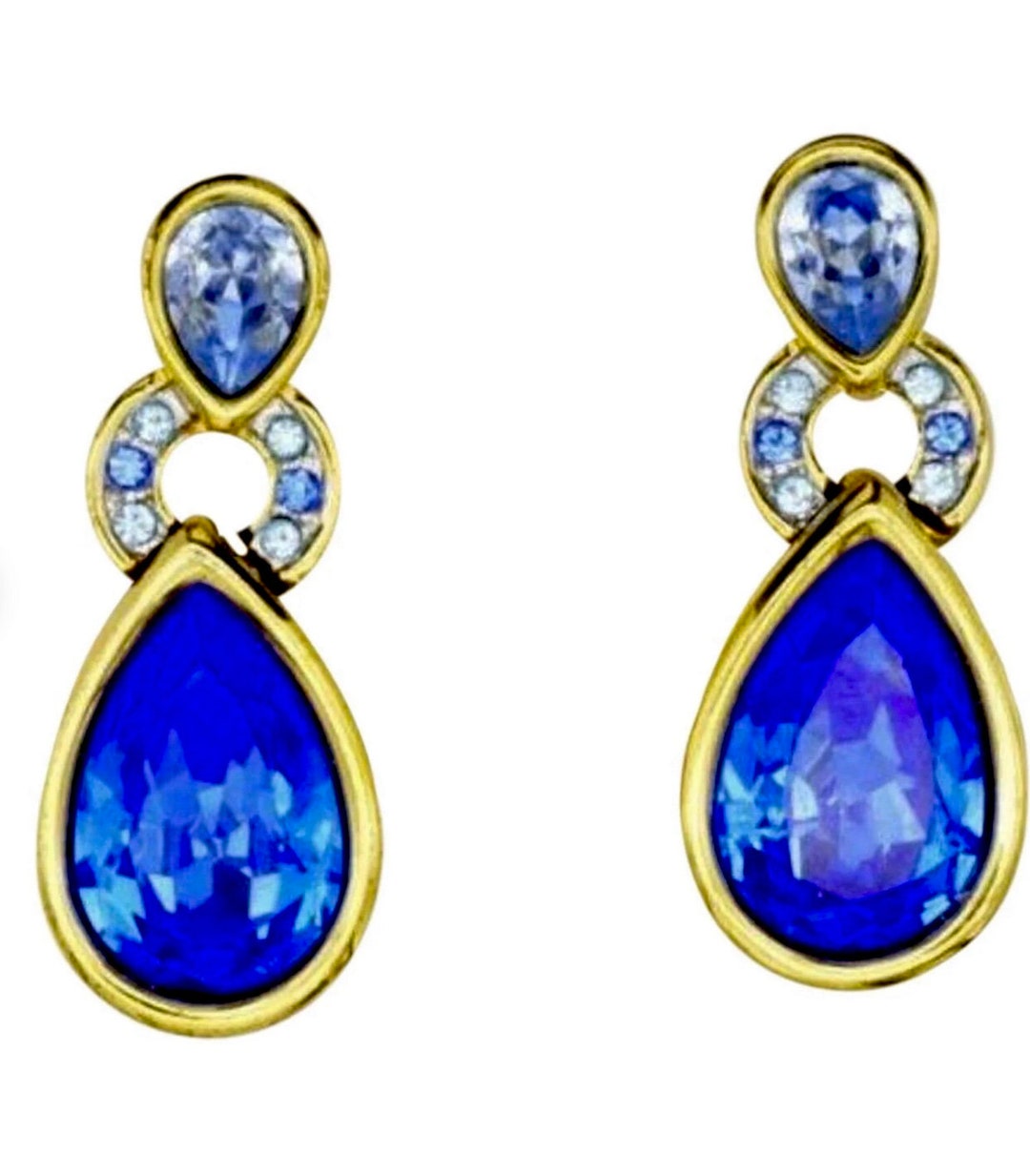Ultra Rare Swarovski Crystal Blue Drop Stud Earrings - Etsy