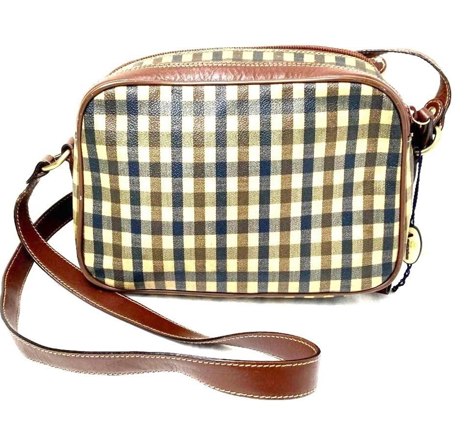福袋 セール Aquascutum Brown Leather Cross Body Check Purse Bag - VGC - Etsy バッグ