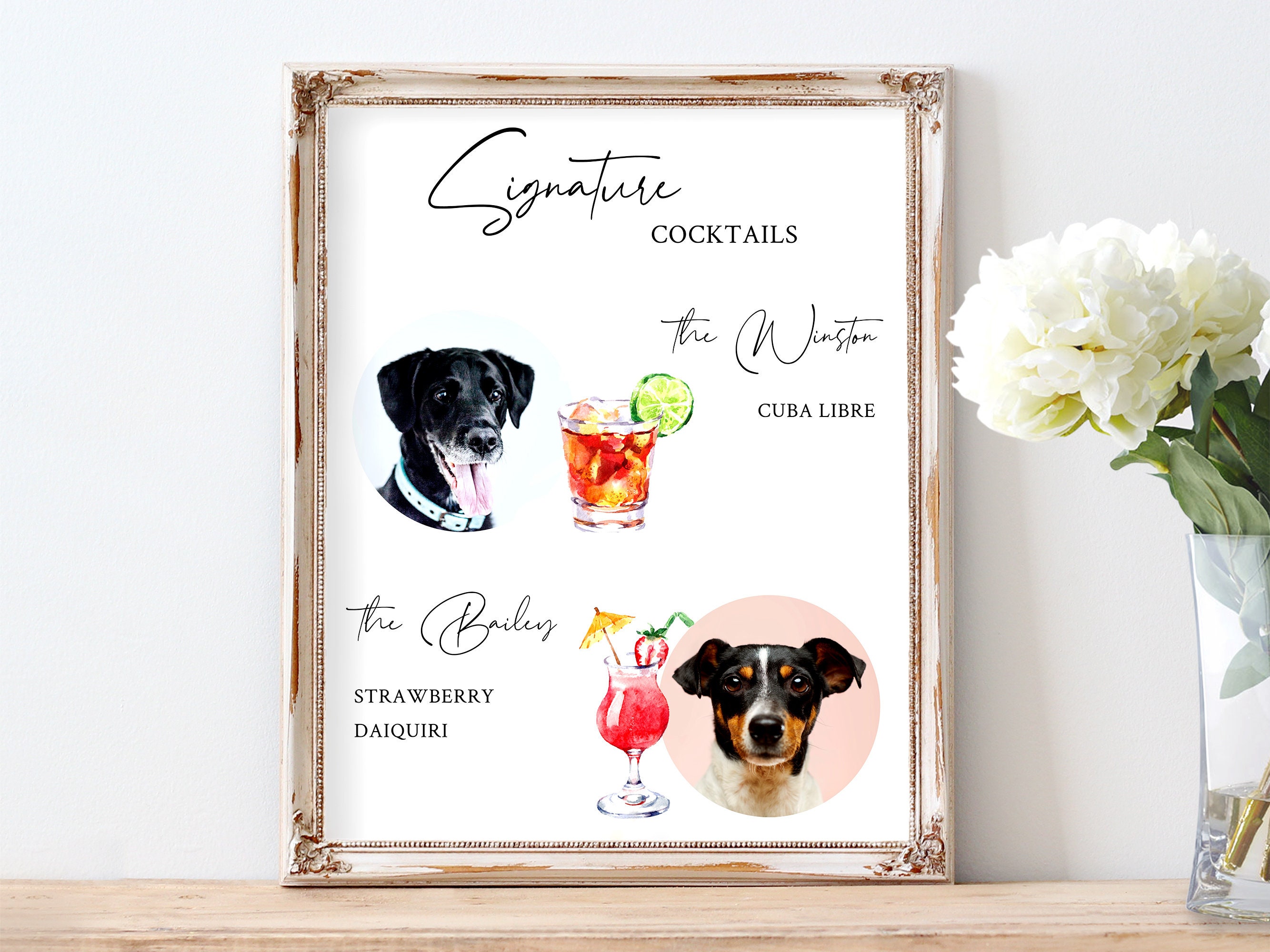 Signature Cocktail Sign Dog - Canva Editable Template, Pet