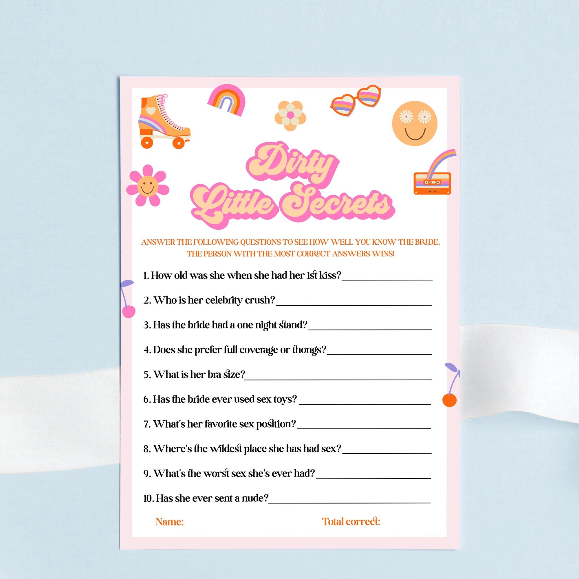 Dirty Little Secrets Naughty Bachelorette Game Template photo image