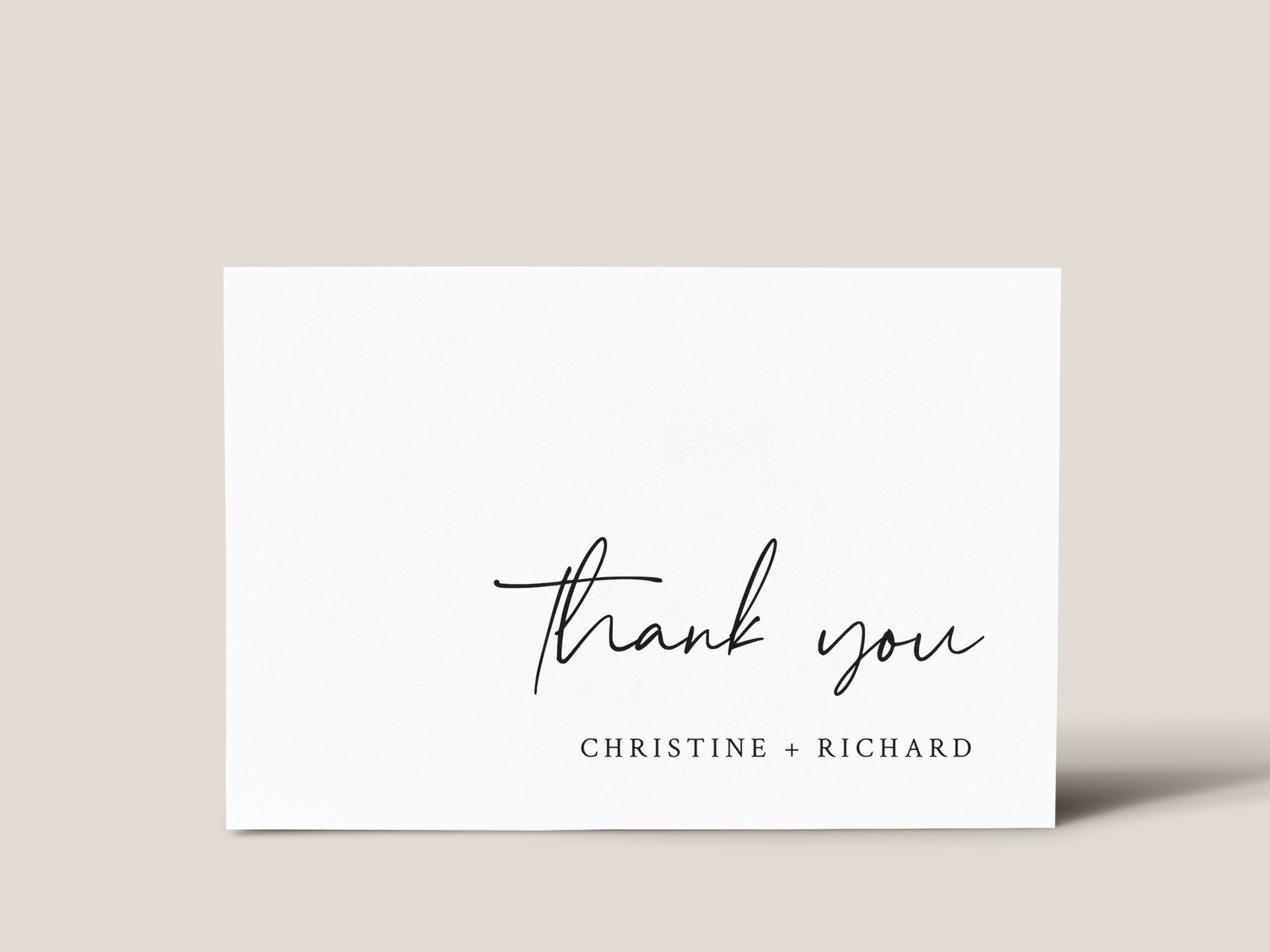 Thank You Cards Template - Modern Minimalist Thanks Card, Printable Wedding  or Bridal Shower Thank You Notes Folded and Flat, NINA Intended For Thank You Note Cards Template