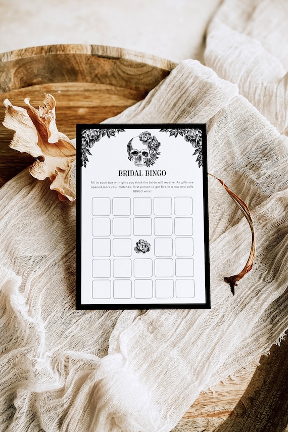Halloween Bridal Shower Bingo - Scull Wedding Party Games Template, Gothic Til Death Do Us Game Card Printable, Instant Download Pdf, NORA Il_570xn