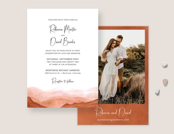 Terracotta Wedding Invitation Template Boho Wedding - Etsy