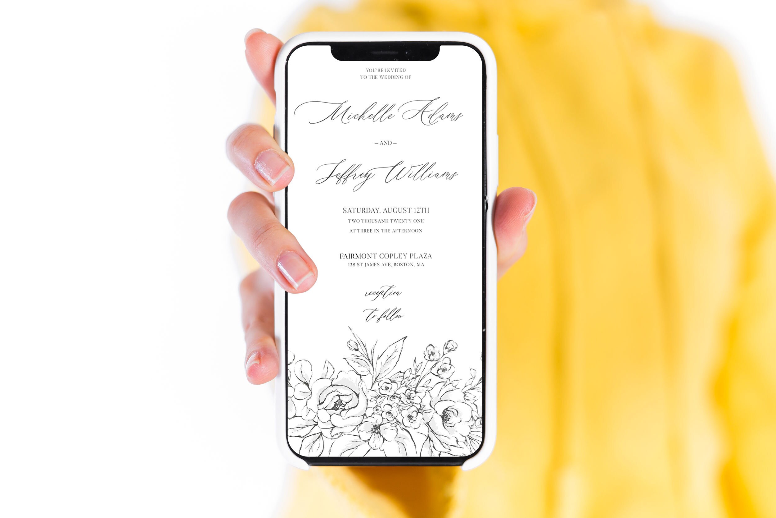 Electronic Wedding Invitation Template Digital Smartphone Etsy