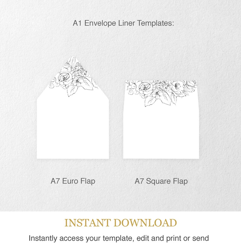 A1 Envelope Liner Template Rustic Floral Printable Wedding Etsy