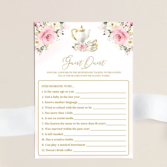 Find The Guest Who Game Printable Template Girl Baby Shower Games
