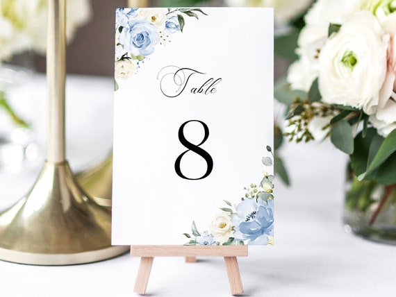 Rustic Table Numbers Template - Dusty Blue Wedding Table Number in 4x6 and 5x7 sizes, ALICE Il_570xn