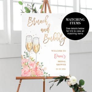 Blush Pink Brunch and Bubbly Bridal Shower Electronic Invitation Template Champagne Party Phone Invite, Rustic Floral Digital Card, SUGAR image 5