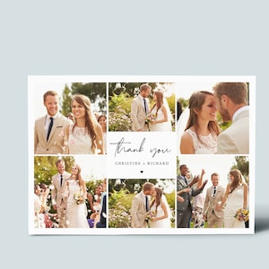 Cartes de remerciement de mariage modifiables avec photo - modèle de notes de remerciement de mariage imprimable pliées et à plat, NINA