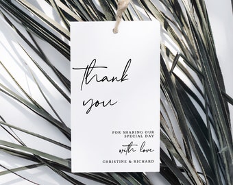 Wedding Thank You Tags Printable Template - Modern Minimalist Gift Tag with Elegant Script Font, Digital Download, NINA