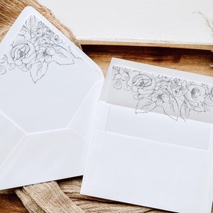 Graue A7 Umschlag Liner Vorlage für 13x18 einladen - Rustikale Hochzeitsumschlag Liner für quadratische Klappe & Euro Flap Umschlag, BELLA