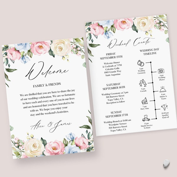 Wedding Timeline Template Dusty Rose - Etsy