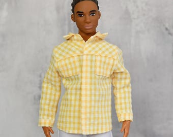 Handmade Male Fashion Doll Shirt: 12" Cotton OOAK Doll Clothes