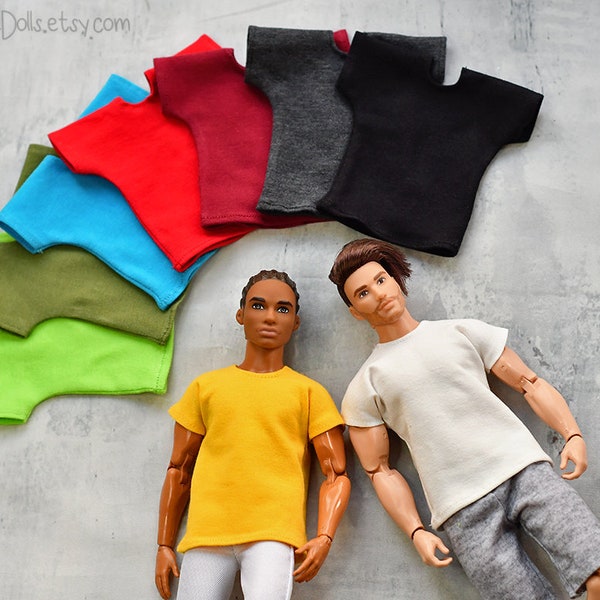 Male Doll Clothes, Doll T shirt, Handmade Doll Clothes, Jersey Top