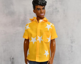 Male Fashion Doll Shirt, Handmade Doll Clothes, 12" fashion doll