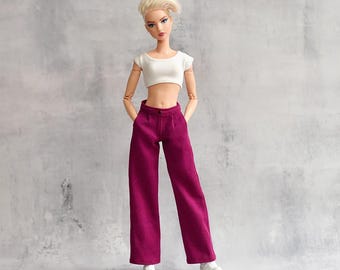 Doll JEANS, Pants, Handmade Doll Clothes, 12", 1:6 scale
