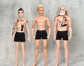 Male Doll Pants, Boxers, Underwear Shorts, Trousers, One Size Fits All 1:6
