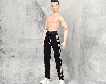 Male Doll Pants, Joggers, Sportswear Trousers, Handmade Doll Clothes