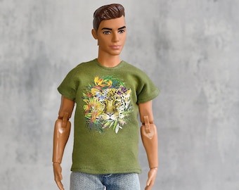 Ropa de muñeca masculina, camiseta de muñeca, ropa de muñeca hecha a mano, top de jersey