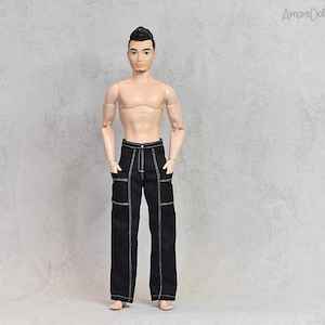 Pantalones vaqueros para muñecas de moda, pantalones para muñecos, bolsillos reales.