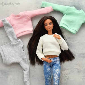 Fashion Doll SWEATER, Doll Clothing, Top, Sweetshirt, Sports Wear for Regular, Tall, Petite and Curvy