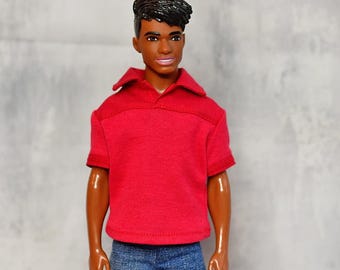Handmade Male Doll Shirt, 12 inch Fashion Doll Clothes
