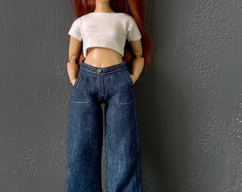CURVY Doll PANTS, JEANS, Trousers, Handmade Doll Clothes