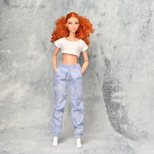 Doll JEANS, Pants, Joggers Handmade Doll Clothes, 12&quot;, 1:6 scale