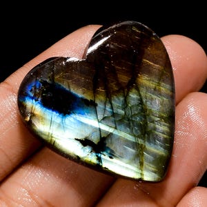 Natural Heart Labradorite Cabochon Labradorite Gemstone Heart Shape Labradorite Stone Fire Heart Shape Cabochon For Craft And Jewelry